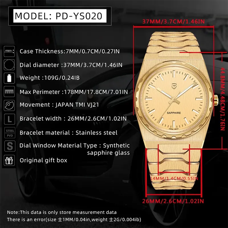 Pagani Design Super Thin Gold-tone Dial Men's Watch- PD-YS020